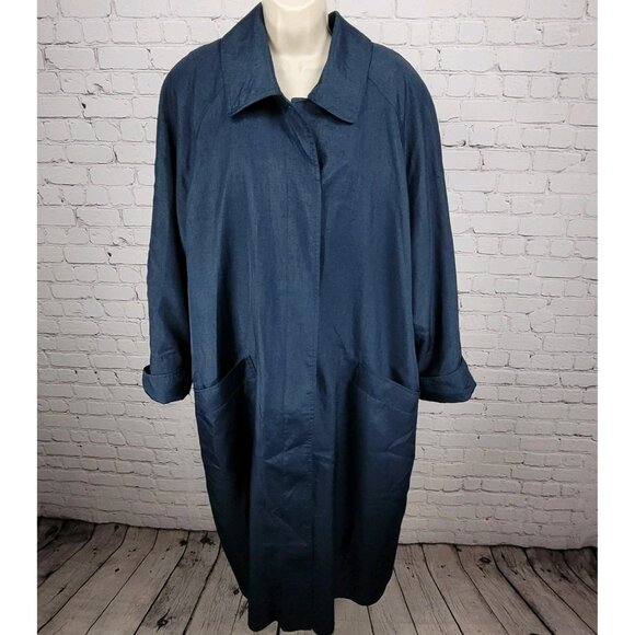 VTG Komitor Navy Buttoned Removable Liner Pockets Trench Coat 20W - Picture 1 of 16